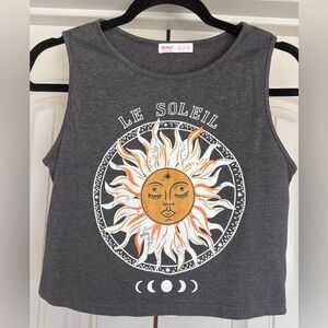 ROMWE Gray 'Le Soleil' Graphic Tank Top